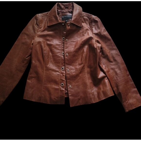 Bernardo Genuine Leather Button-Up Jacket PS Brown - Picture 1 of 6